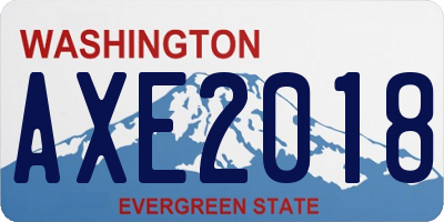 WA license plate AXE2018