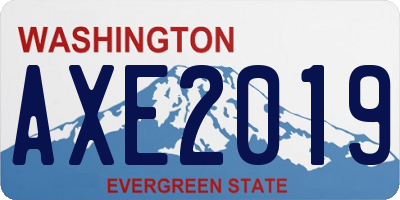 WA license plate AXE2019