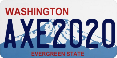 WA license plate AXE2020