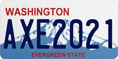 WA license plate AXE2021