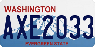 WA license plate AXE2033