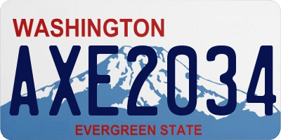 WA license plate AXE2034