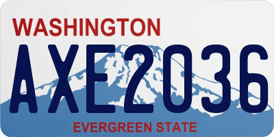 WA license plate AXE2036