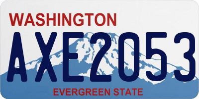 WA license plate AXE2053