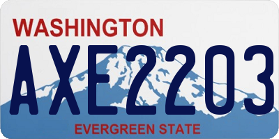 WA license plate AXE2203