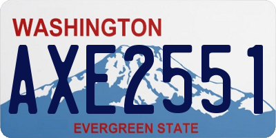 WA license plate AXE2551