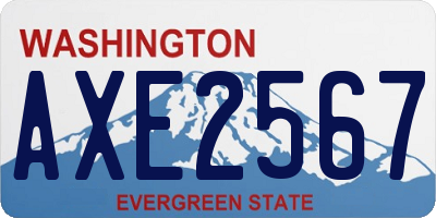WA license plate AXE2567
