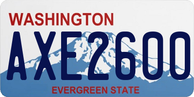 WA license plate AXE2600