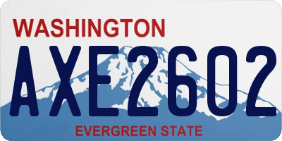 WA license plate AXE2602