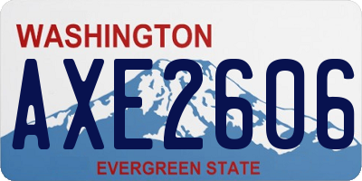WA license plate AXE2606
