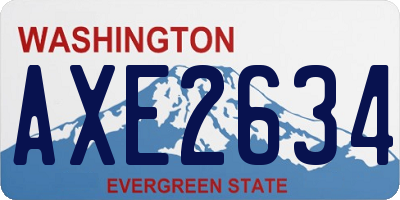 WA license plate AXE2634