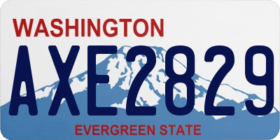 WA license plate AXE2829