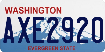 WA license plate AXE2920