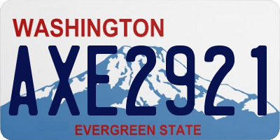 WA license plate AXE2921