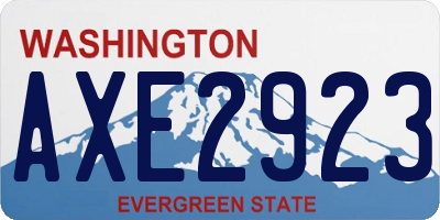 WA license plate AXE2923