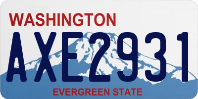 WA license plate AXE2931