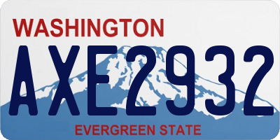 WA license plate AXE2932