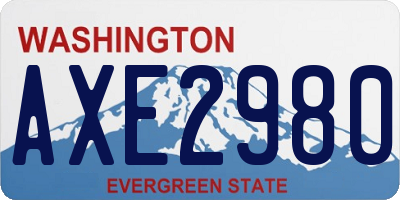 WA license plate AXE2980