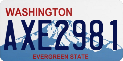 WA license plate AXE2981
