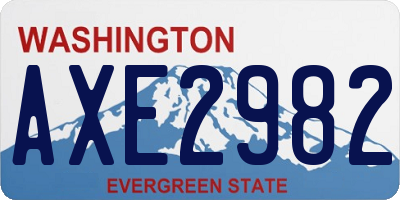 WA license plate AXE2982