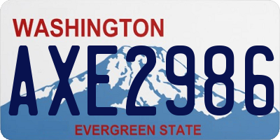 WA license plate AXE2986