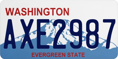 WA license plate AXE2987