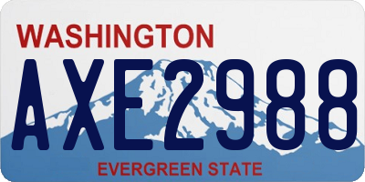 WA license plate AXE2988