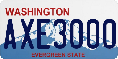 WA license plate AXE3000