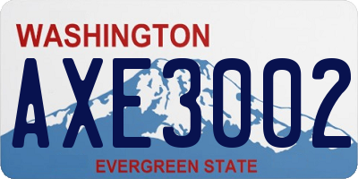 WA license plate AXE3002
