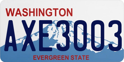 WA license plate AXE3003