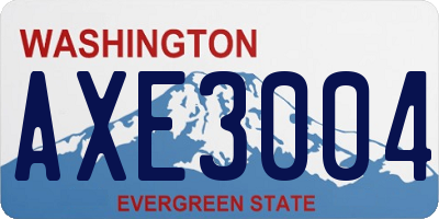 WA license plate AXE3004