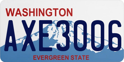 WA license plate AXE3006