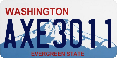 WA license plate AXE3011