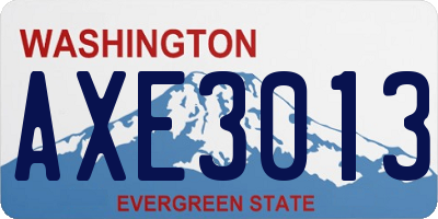 WA license plate AXE3013