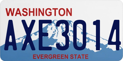 WA license plate AXE3014