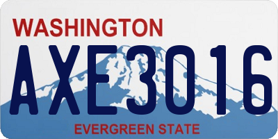 WA license plate AXE3016