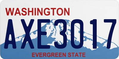 WA license plate AXE3017