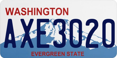 WA license plate AXE3020