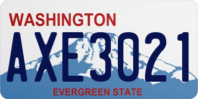 WA license plate AXE3021