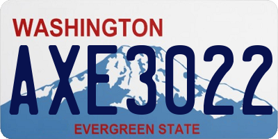 WA license plate AXE3022