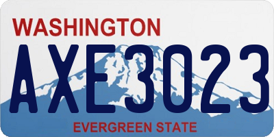 WA license plate AXE3023