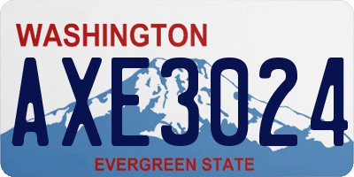 WA license plate AXE3024