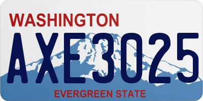 WA license plate AXE3025