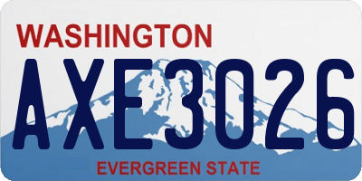 WA license plate AXE3026