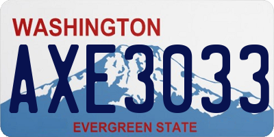 WA license plate AXE3033