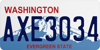 WA license plate AXE3034