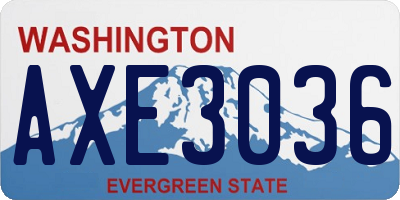 WA license plate AXE3036