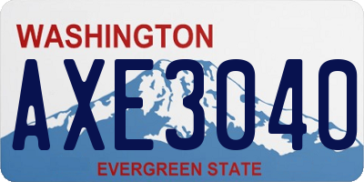WA license plate AXE3040