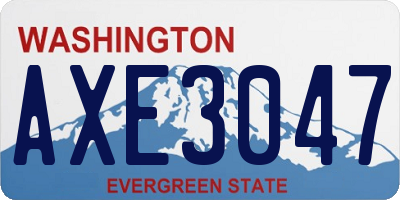 WA license plate AXE3047