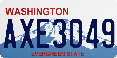 WA license plate AXE3049
